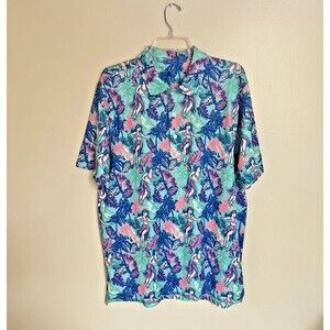 Simply Southern Mens Hawaiian Hulu Girls Short Sleeve Polo Size Large